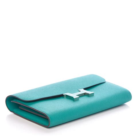 Hermes Bleu Paon Epsom Constance Long Wallet 